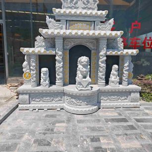 西宁芝麻白中国黑石材套墓 花岗岩墓碑
